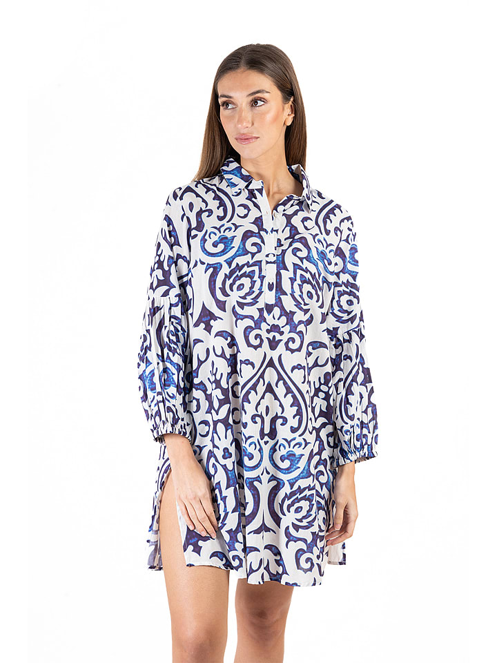 Isla Bonita by SIGRIS Sukienka w kolorze biało-granatowym rozmiar: L