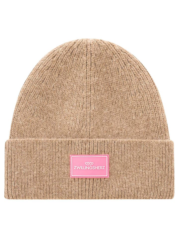 Zwillingsherz Czapka "Zwillingsherz" w kolorze beżowym rozmiar: onesize