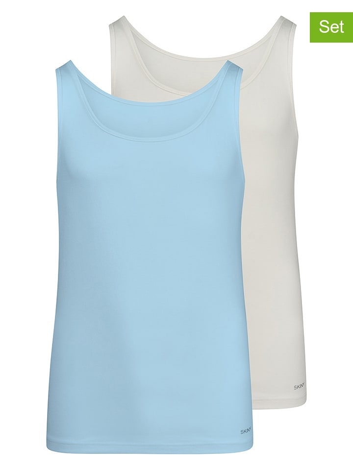 Skiny Podkoszulki (2 szt.) w kolorze białym i błękitnym rozmiar: 176