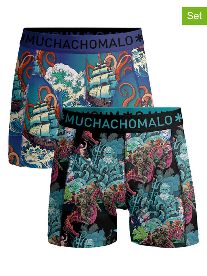 Muchachomalo Bokserki (2 pary) w kolorze niebieskim i czarnym rozmiar: M
