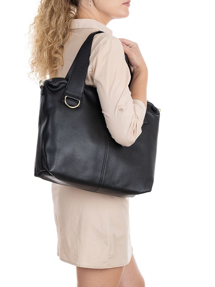 Lia Biassoni Skórzany shopper bag "Calabritto" w kolorze czarnym - 37 x 29 x 12 cm rozmiar: onesize