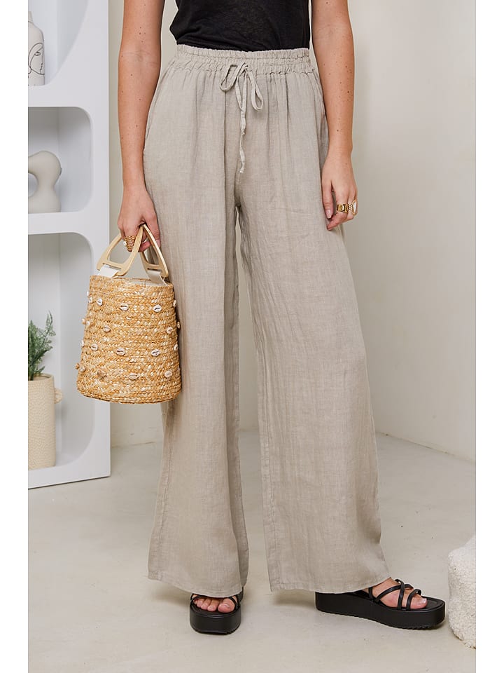 Rodier Lin Lniane spodnie w kolorze beżowym rozmiar: L/XL