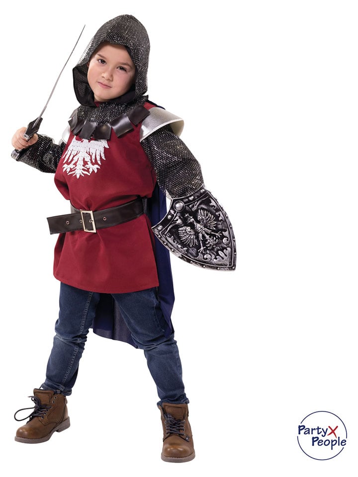 Party x People 5-częściowy kostium "Knight Lancelot" w kolorze czarno-czerwonym rozmiar: 140