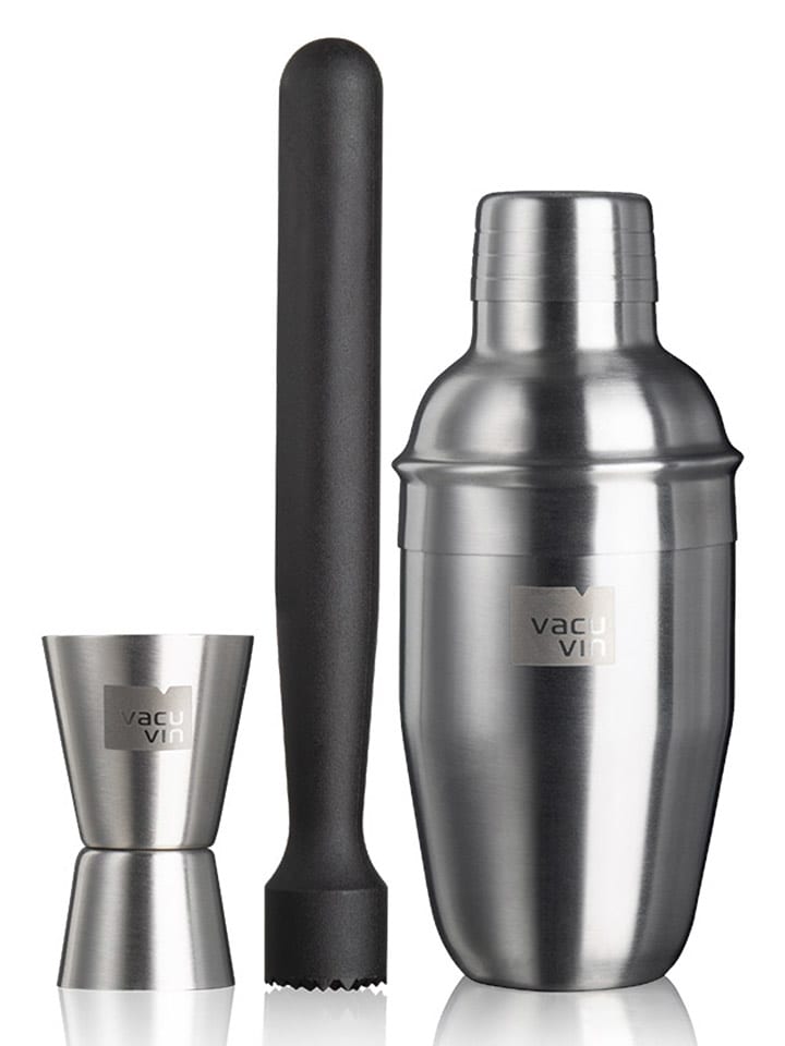 Vacu Vin 3-częściowy zestaw w kolorze srebrno-czarnym do koktajli rozmiar: onesize