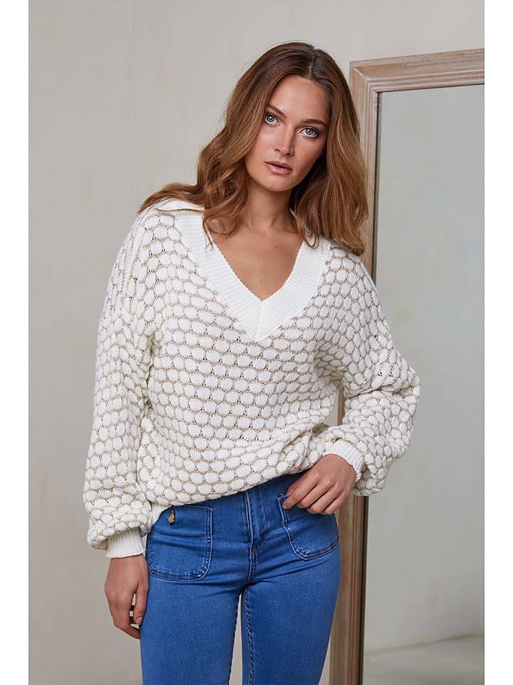 Joséfine Sweter "Beatsh" w kolorze kremowym rozmiar: M