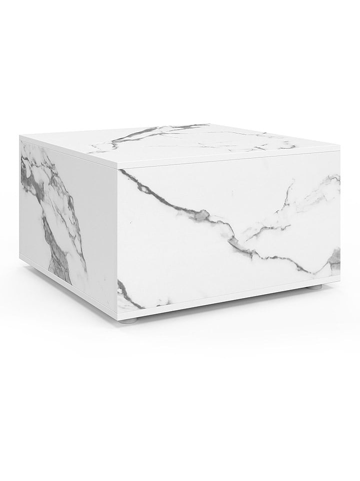 IDOMYA Factory Ława w kolorze biało-szarym - 60 x 35 x 60 cm rozmiar: onesize