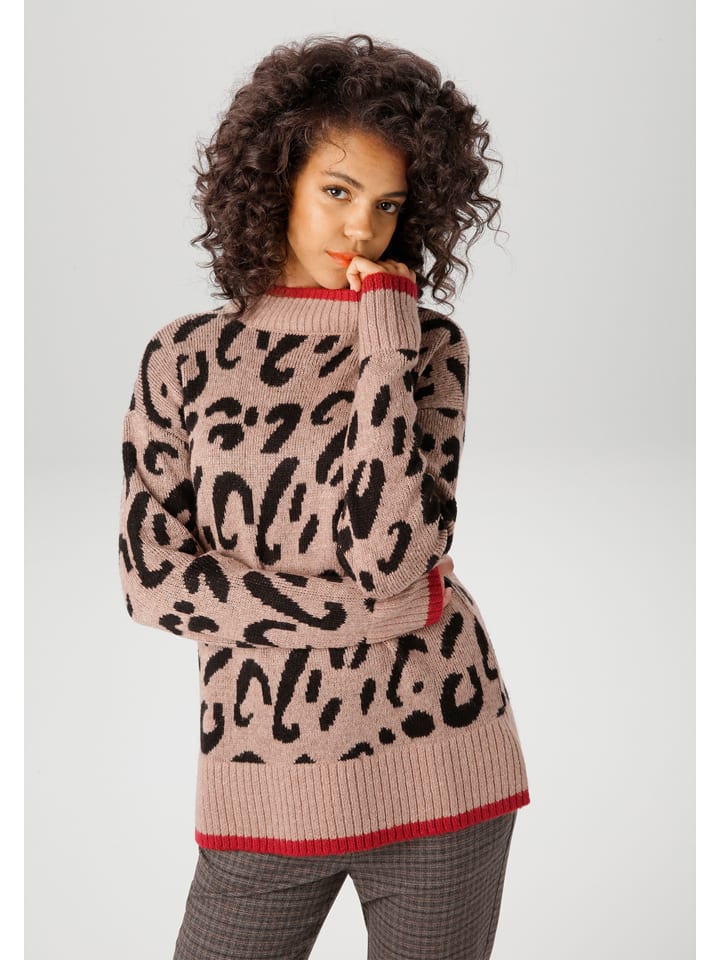 Aniston Sweter w kolorze jasnobrązowo-czarnym rozmiar: 40