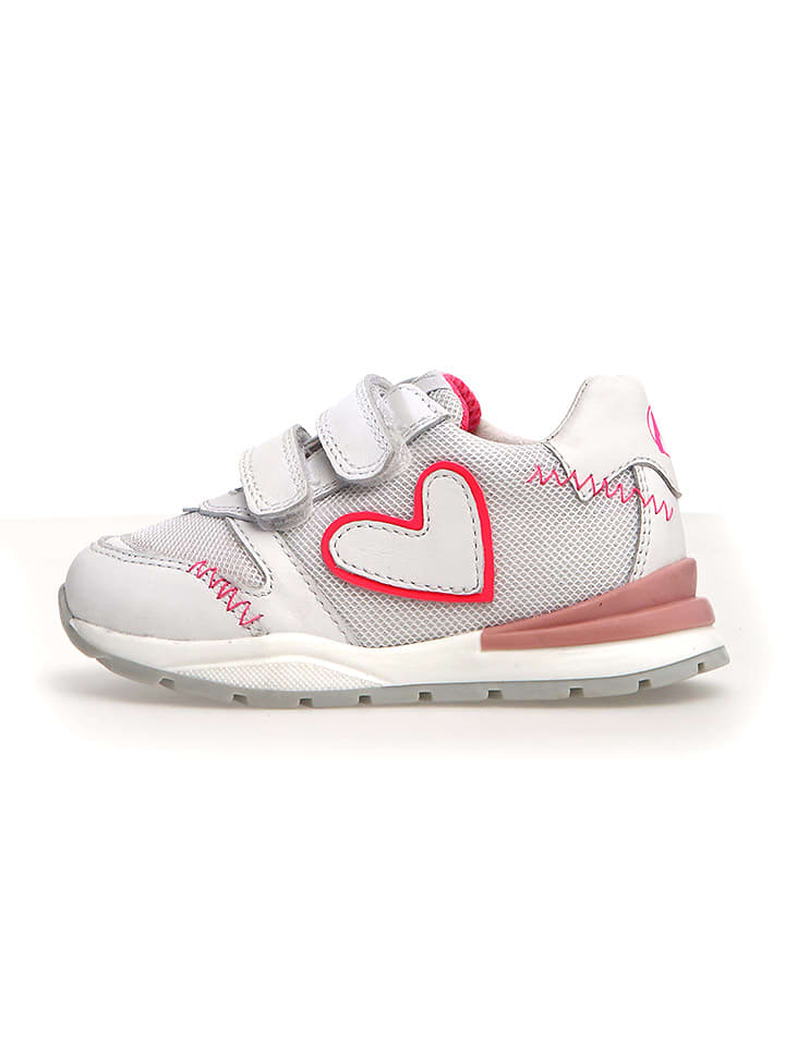 Naturino Skórzane sneakersy w kolorze biało-różowym rozmiar: 24