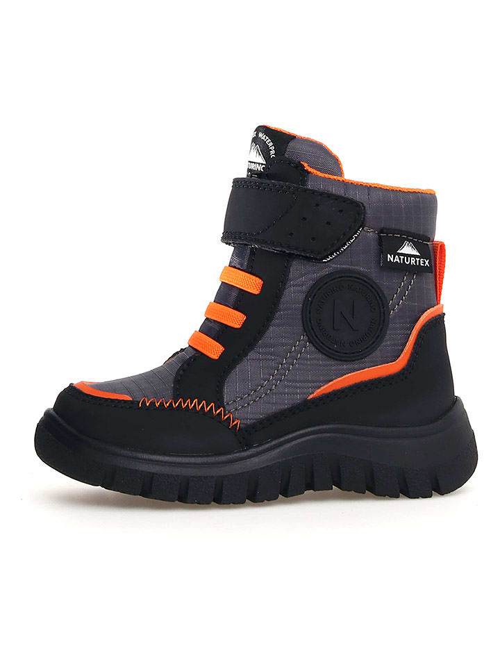 Naturino Botki zimowe "Drezz" w kolorze czarno-szaro-pomarańczowym rozmiar: 36