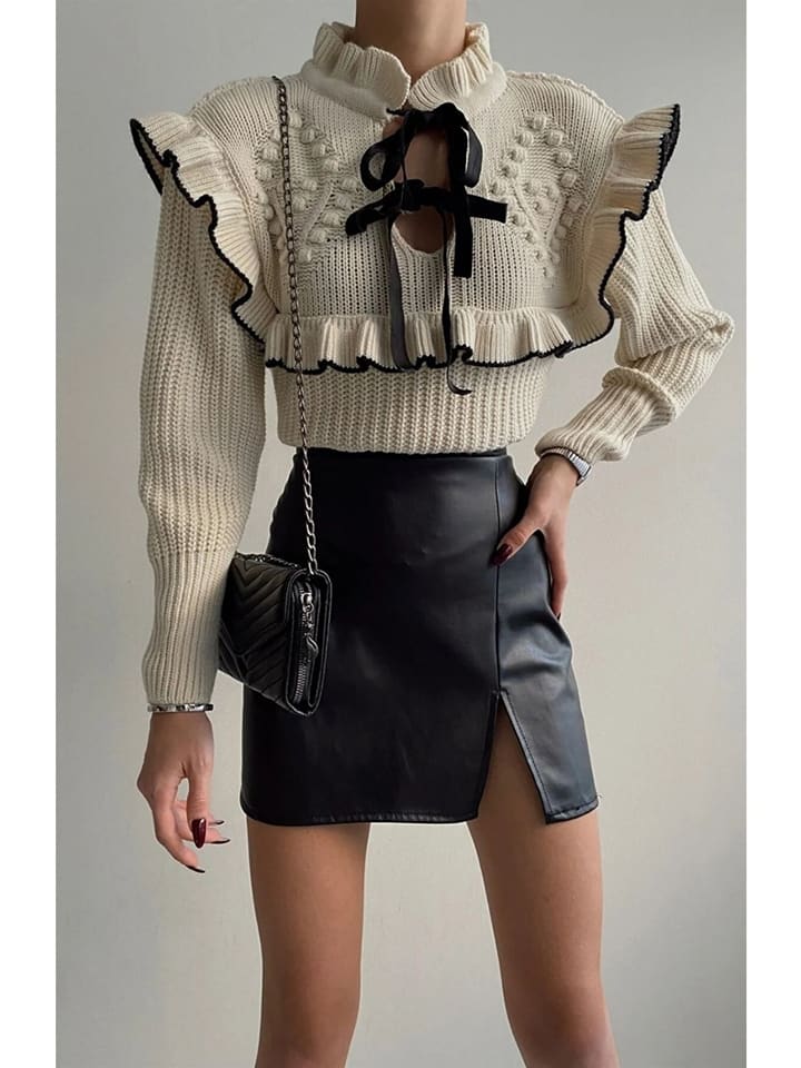 Happiness Istanbul Sweter w kolorze kremowym rozmiar: onesize