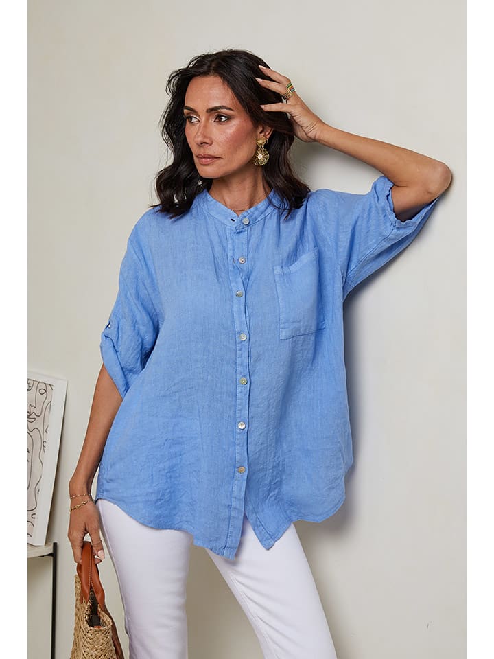 Le Monde du Lin Lniana koszula w kolorze błękitnym rozmiar: 34/36