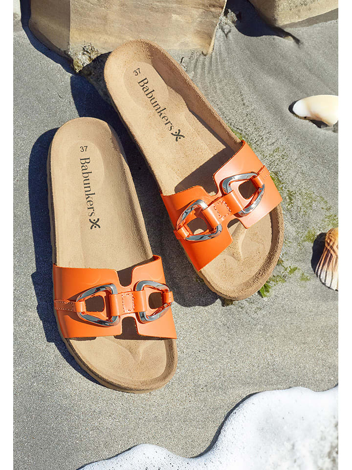 BABUNKERS Family Skórzane klapki w kolorze pomarańczowym rozmiar: 40