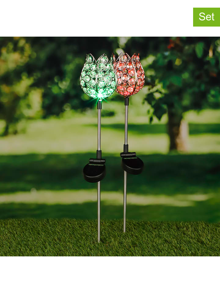 Garden Hero Solarne lampy ogrodowe LED (2 szt.) z funkcją zmiany kolorów - wys. 65 cm rozmiar: onesize