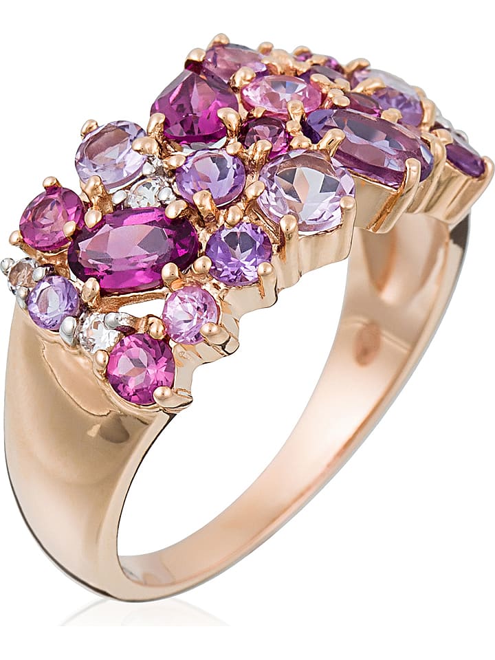 DIAMANTA Złoty pierścionek "Cotton candy" z kamieniami szlachetnymi rozmiar: 54