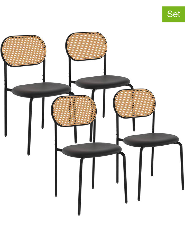 IDOMYA Factory Krzesła (4 szt.) "Clarisse" w kolorze czarno-jasnobrązowym - 49 x 80 x 46 cm rozmiar: onesize