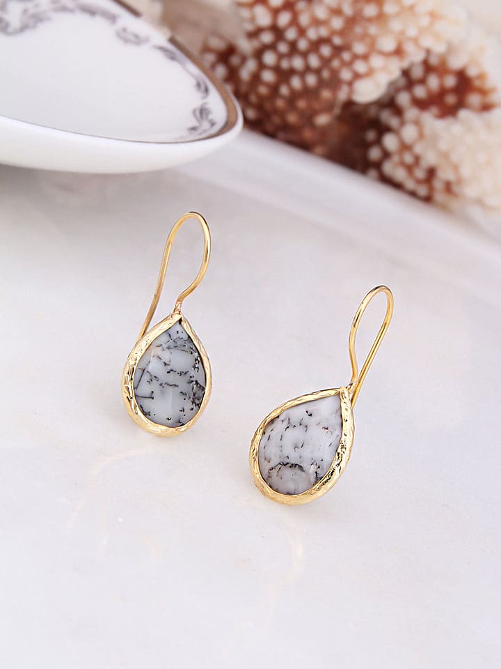 L'Atelier de Gaia Pozłacane kolczyki z dendrytem rozmiar: onesize