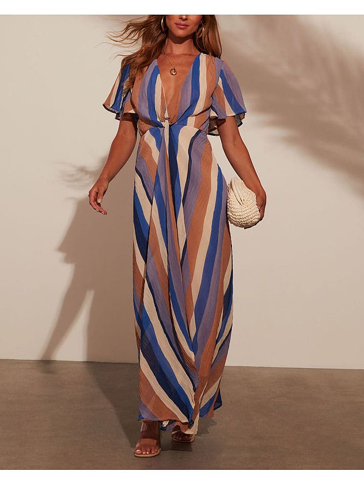 Milan Kiss Sukienka w kolorze niebiesko-karmelowym rozmiar: L