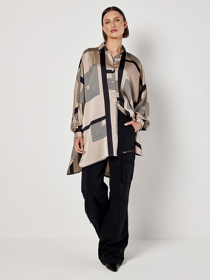 Apricot Bluzka w kolorze beżowo-czarnym rozmiar: S