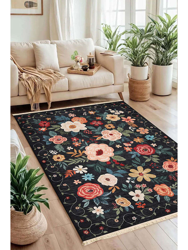 Conceptum Hypnose Dywan bawełniany "241" w kolorze czarnym ze wzorem rozmiar: 180x280 cm