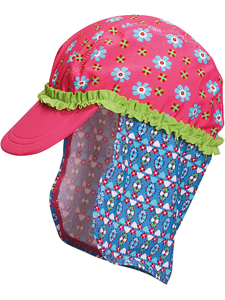 Playshoes Czapka w kolorze różowym z osłoną karku rozmiar: 53 cm