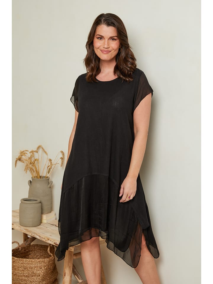 Curvy Lady Lniana sukienka w kolorze czarnym rozmiar: 40/42