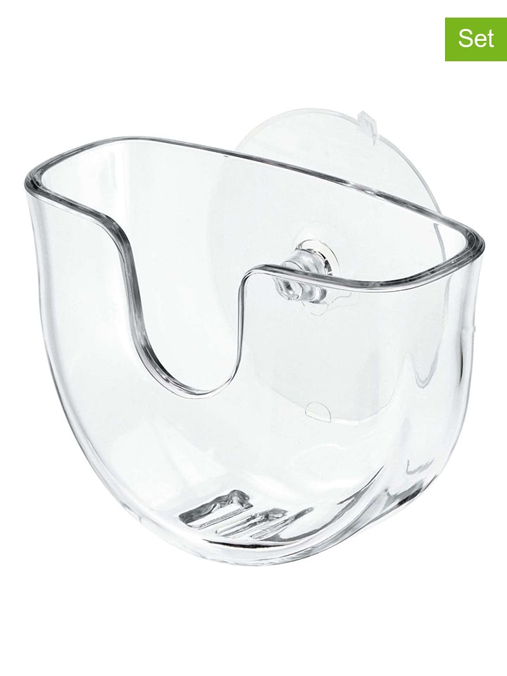 Idesign Uchwyty (3 szt.) "Vella" w kolorze szarym na gąbkę - 14 x 10,5 x 5 cm rozmiar: onesize