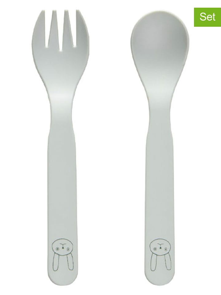 OYOY mini 2-częściowy zestaw sztućców "Pullo" w kolorze zielonym - wys. 13,5 cm rozmiar: onesize