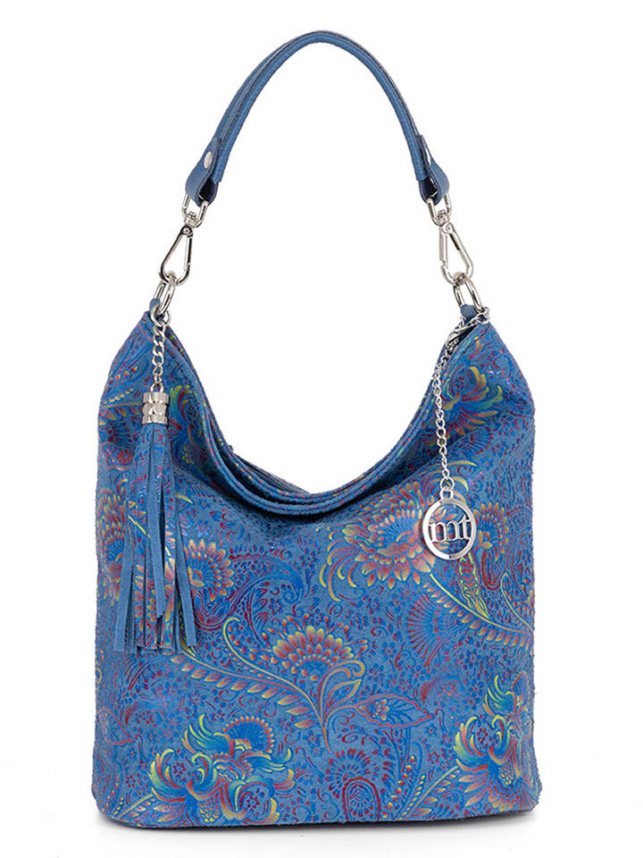 Mia Tomazzi Skórzana torebka "Benaco" w kolorze niebieskim - 28 x 31 x 15 cm rozmiar: onesize