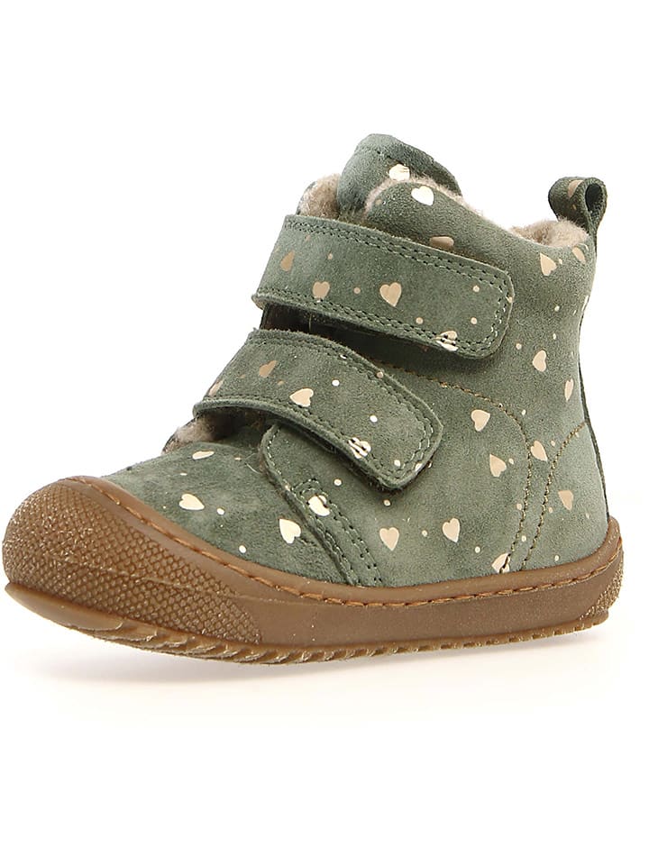 Naturino Skórzane botki zimowe w kolorze zielonym rozmiar: 24