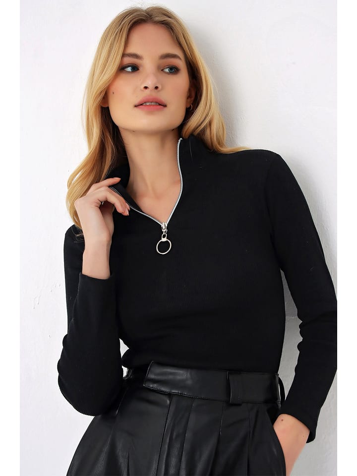 Chezalou Bluzka w kolorze czarnym rozmiar: L