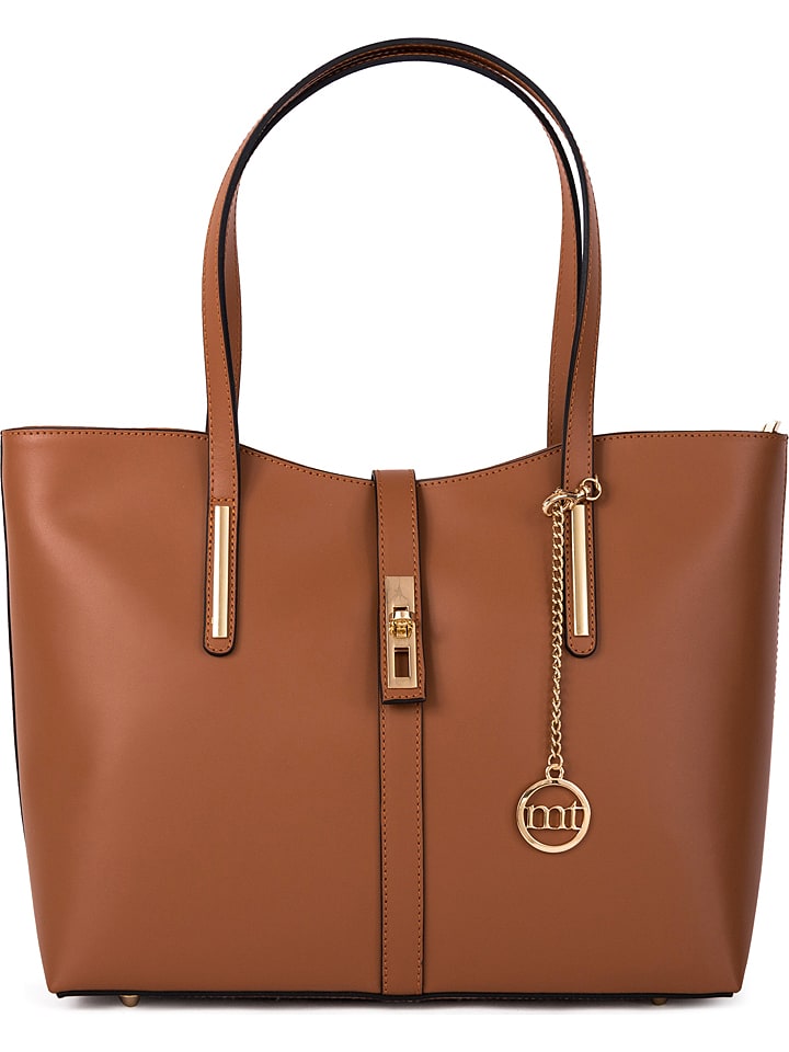 Mia Tomazzi Skórzana torebka "Como" w kolorze jasnobrązowym - 35 x 28 x 14 cm rozmiar: onesize