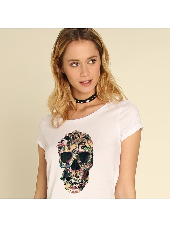 WOOOP Koszulka "Vintage Skull" w kolorze białym rozmiar: XXL