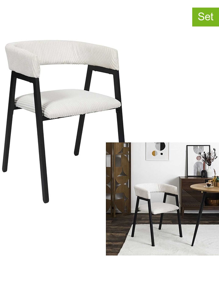 THE HOME DECO FACTORY Fotele (2 szt.) "Scott" w kolorze kremowym - 51,5 x 71,5 x 50,5 cm rozmiar: onesize