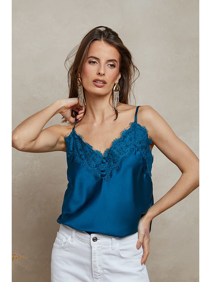 Plume Top "Agar" w kolorze niebieskim rozmiar: L