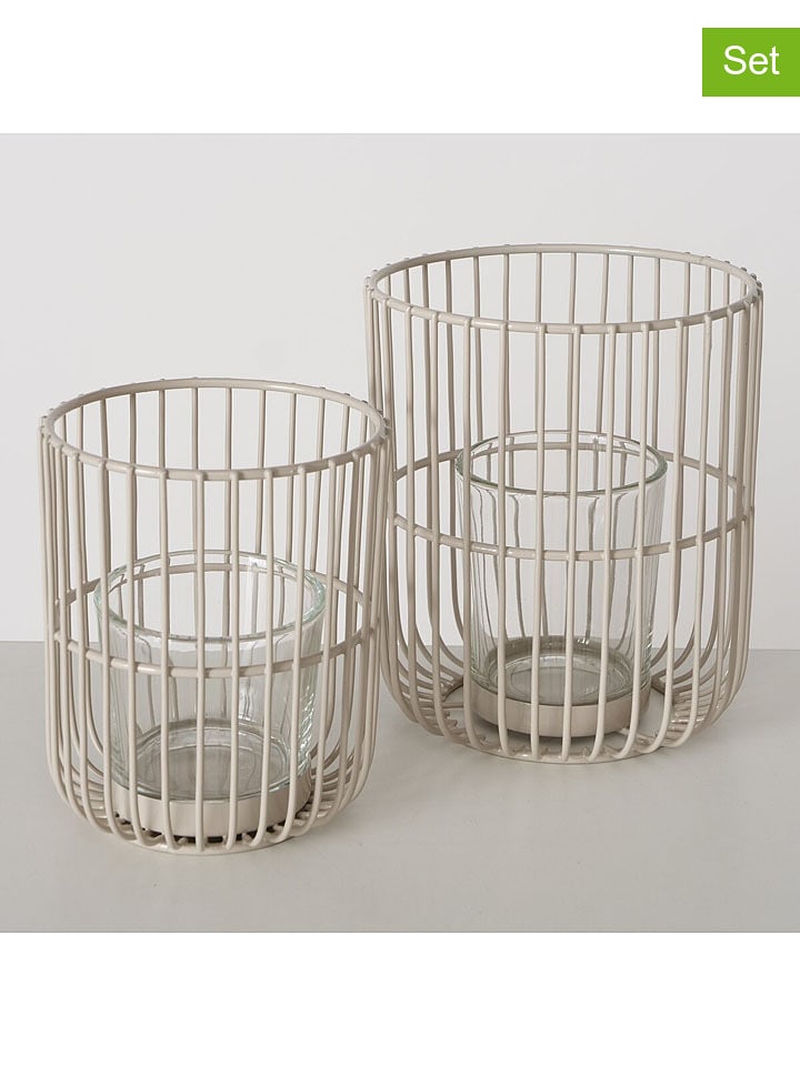 Boltze Świeczniki (2 szt.) "Cindy" w kolorze beżowym rozmiar: onesize