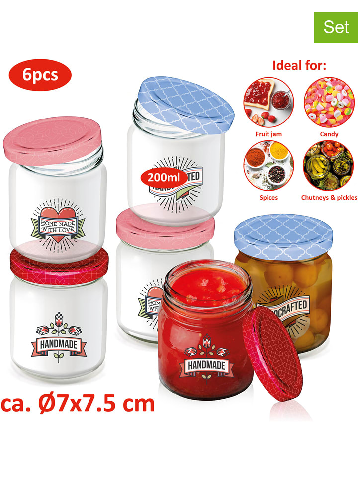 Alpina Słoiki (6 szt.) w kolorze błękitno-czerwonym - 200 ml rozmiar: onesize