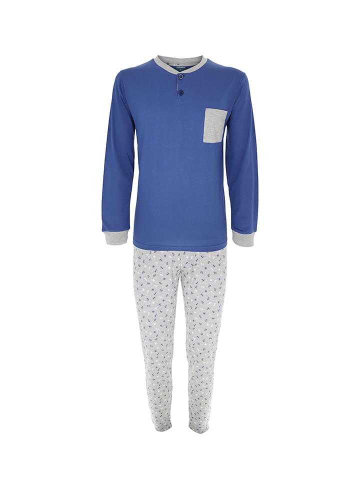 COTONELLA Piżama w kolorze niebiesko-jasnoszarym rozmiar: XXL