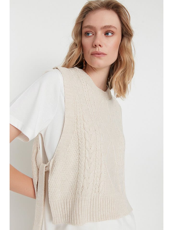 trendyol Bezrękawnik w kolorze kremowym rozmiar: S