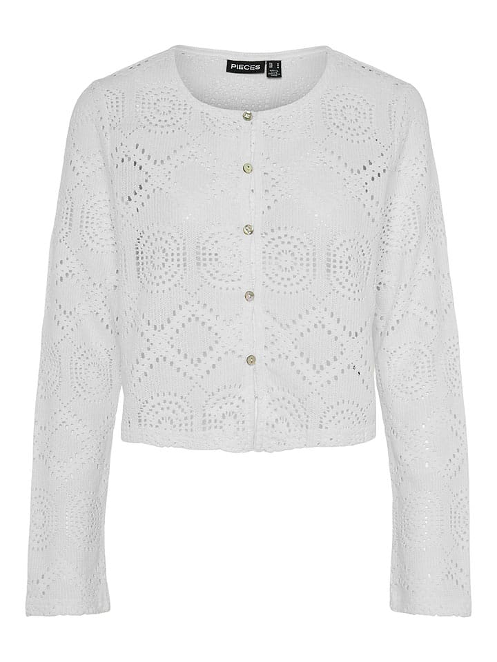 Pieces Kardigan "Sonnie" w kolorze białym rozmiar: XS