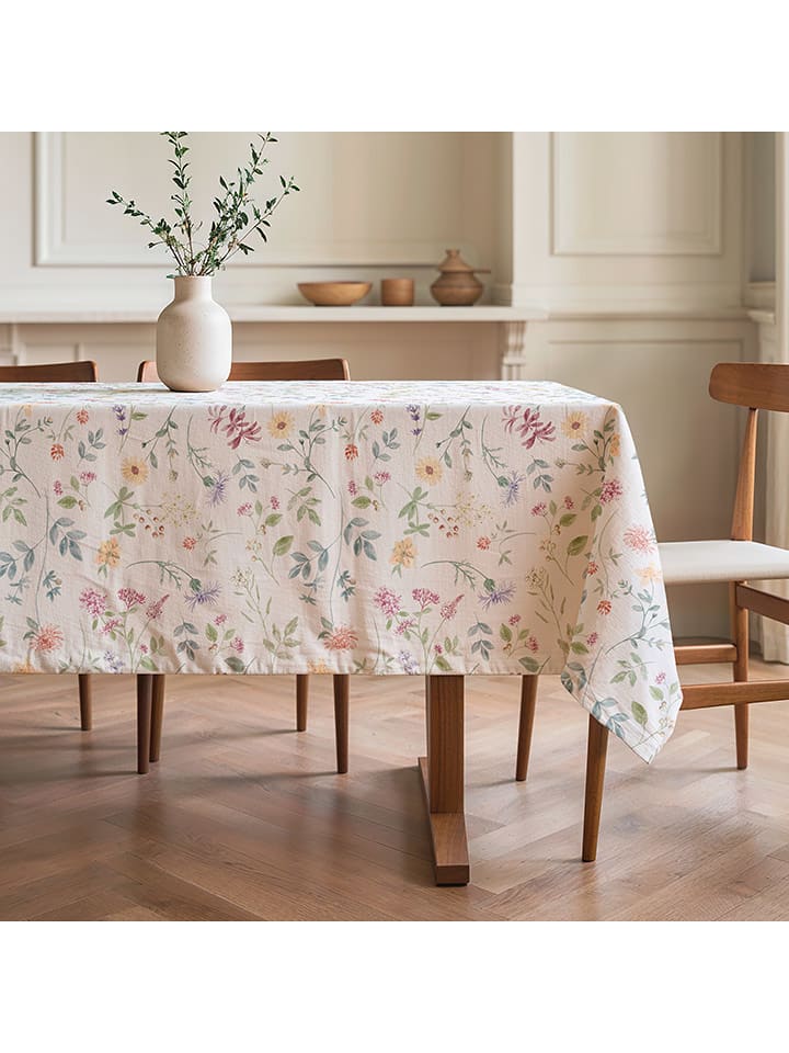 Mint Rugs Obrus "Floral And Tropical Ilma" w kolorze biało-zielono-jasnoróżowym rozmiar: 155x250 cm