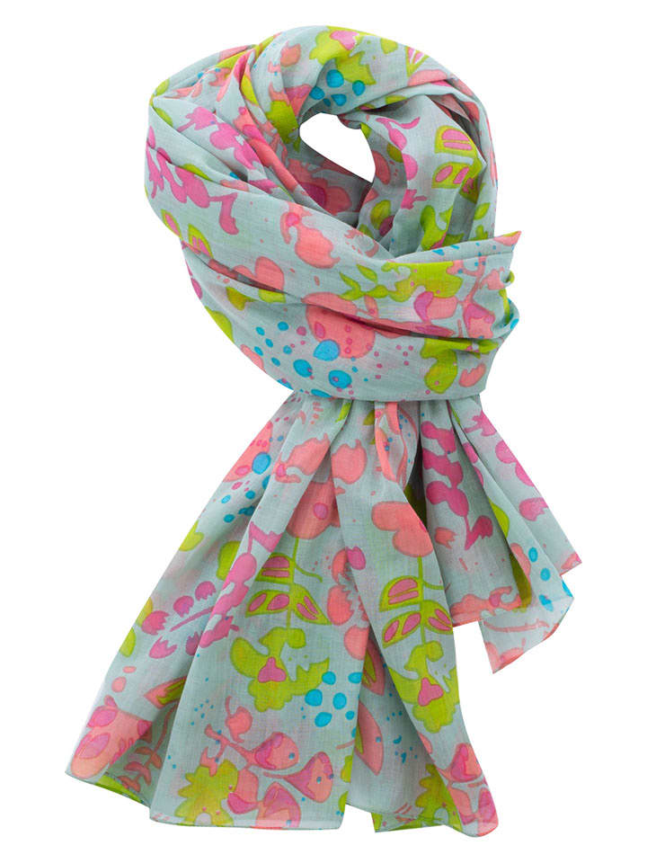 Overbeck and Friends Chusta "Viola" w kolorze turkusowo-jasnoróżowo-zielonym - 180 x 110 cm rozmiar: onesize