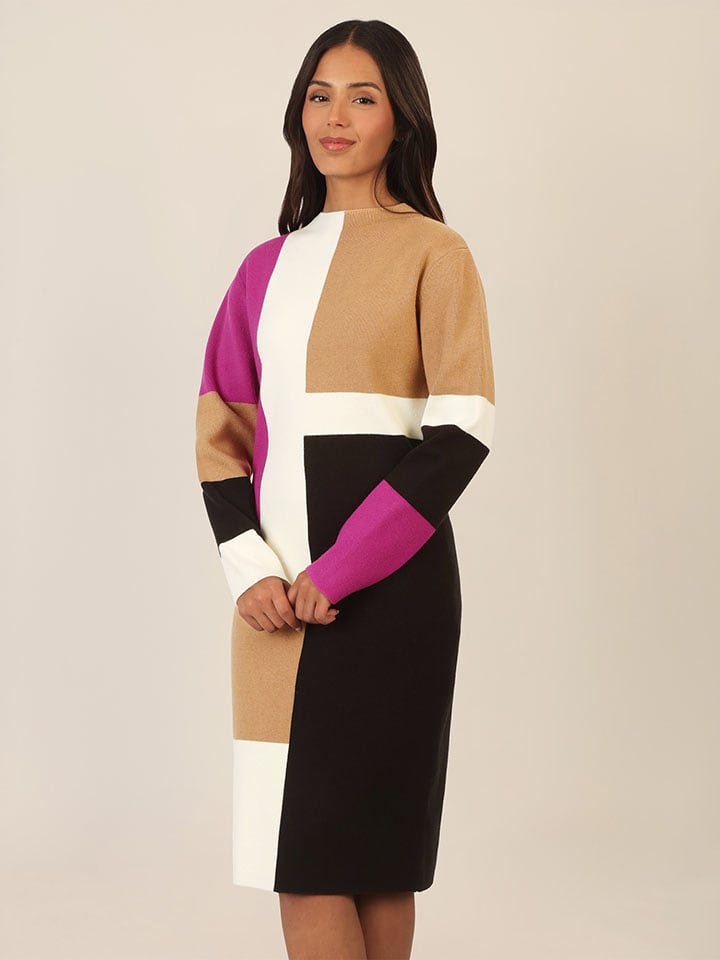 APART Sukienka w kolorze karmelowo-czarno-różowym rozmiar: 34