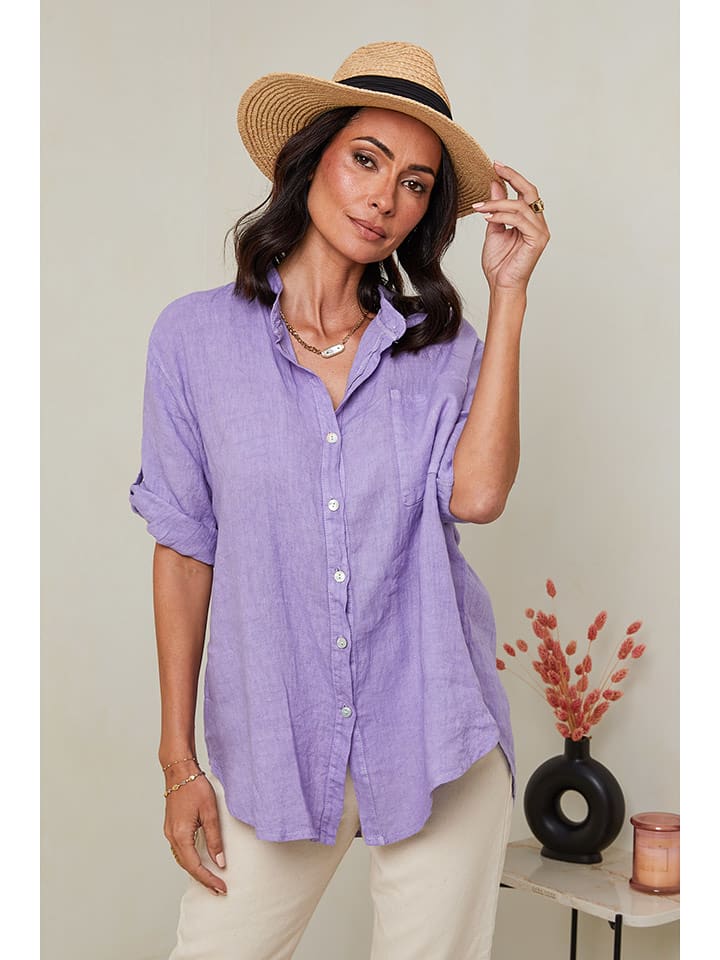 Le Monde du Lin Lniana koszula w kolorze fioletowym rozmiar: 38/40