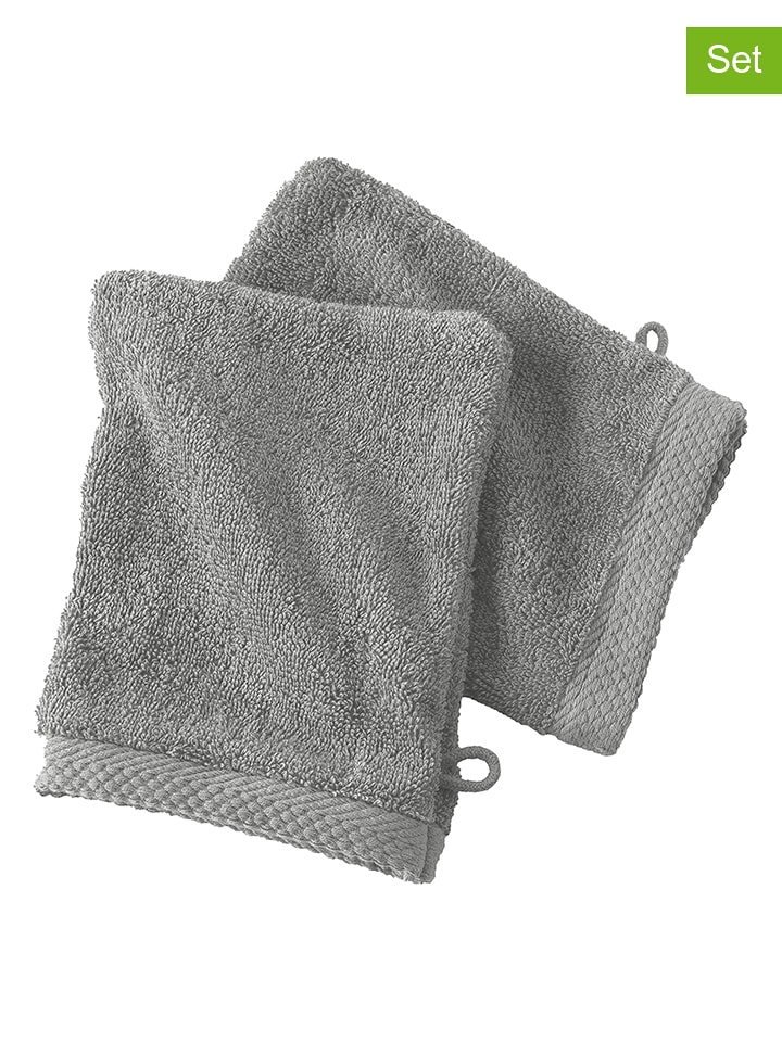 Soft by Perle de Coton Myjki (2 szt.) "Epo" w kolorze szarym rozmiar: 16x21 cm