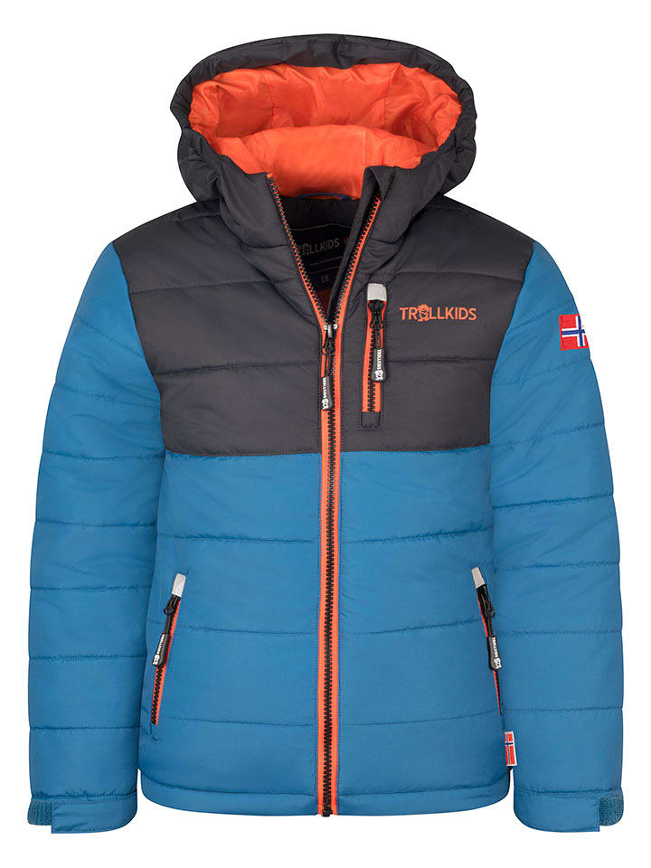 Trollkids Kurtka narciarska "Hemsedal" w kolorze niebiesko-pomarańczowym rozmiar: 176