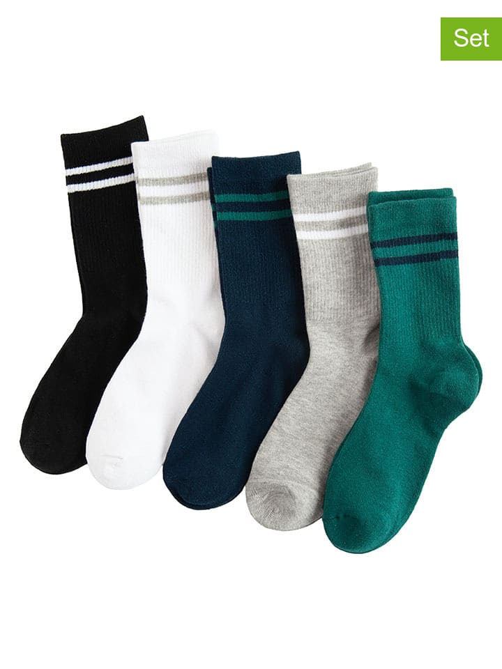 COOL CLUB Skarpety (5 par) w kolorze turkusowo-biało-czarnym rozmiar: 40/42