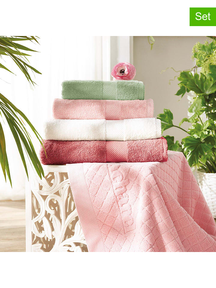 Cacharel Ręczniki (2 szt.) "Hibiscus" w kolorze różowym do rąk rozmiar: 50x100 cm