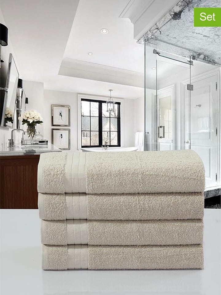 Good Morning Ręczniki (4 szt.) w kolorze beżowym do rąk rozmiar: 50x100 cm