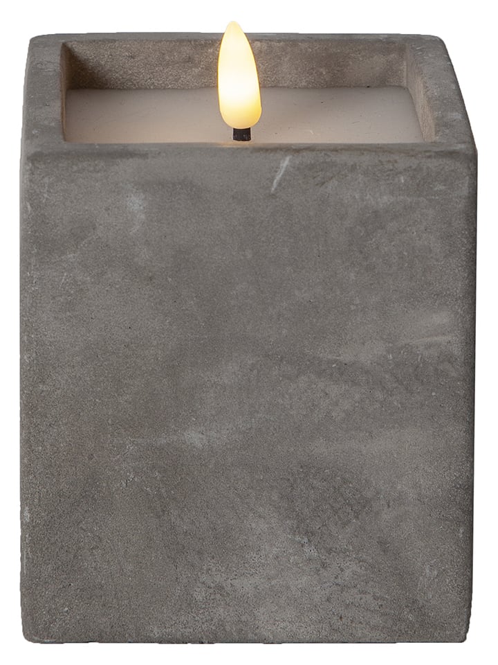 STAR Trading Świeca LED "Flame Cem" w kolorze szarym - 8,5 x 11 x 8,5 cm rozmiar: onesize