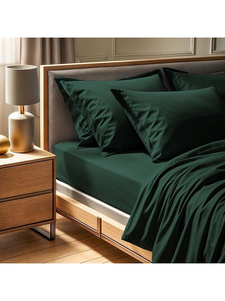 MIX&MATCH Prześcieradło renforcè w kolorze ciemnozielonym na gumce rozmiar: 90x200 cm